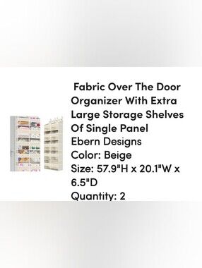 Ebern Designs Beige Fabric Over-the-Door Storage Organizer - Multiple Shelves